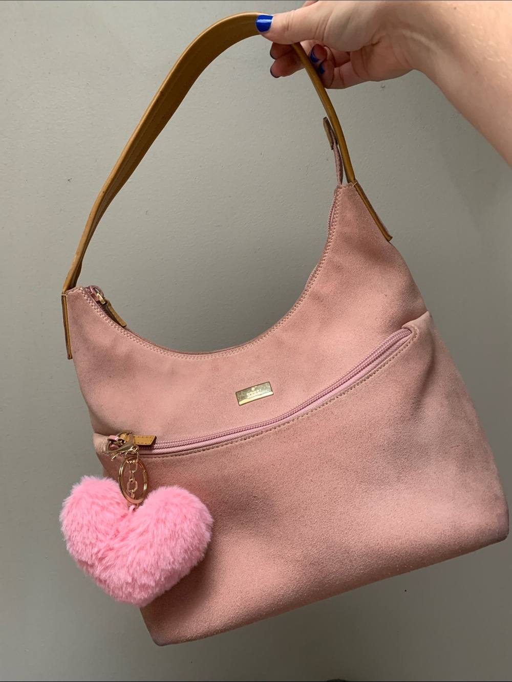 Gucci Pink Suede Shoulder Bag with Heart Charm